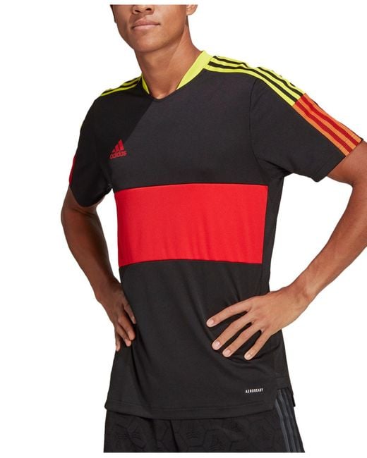 adidas Synthetic Tiro 21 Colorblock Jersey in Black/Vivid Red/Acid Yellow ( Black) for Men | Lyst