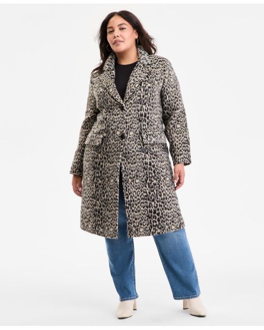 BCBGMAXAZRIA Gray Plus Size Single-breasted Coat
