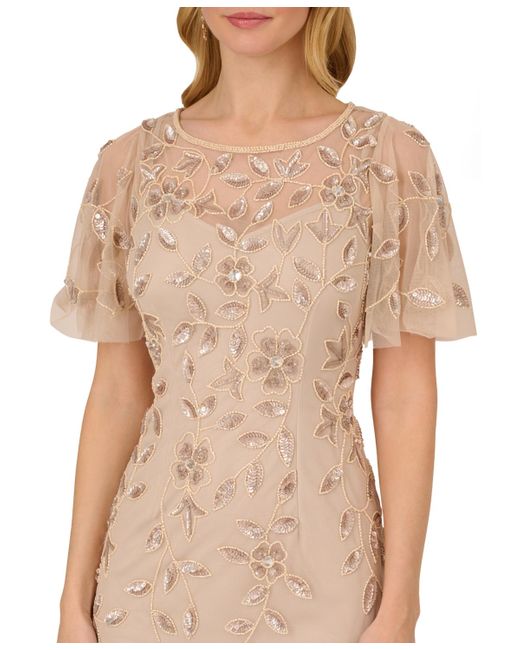 Adrianna Papell Natural Embellished Sheath Dress