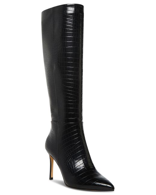 Madden Girl Black Chantelle Croco-embossed Dress Boots