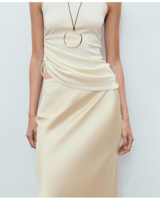 Mango Natural Midi Satin Skirt