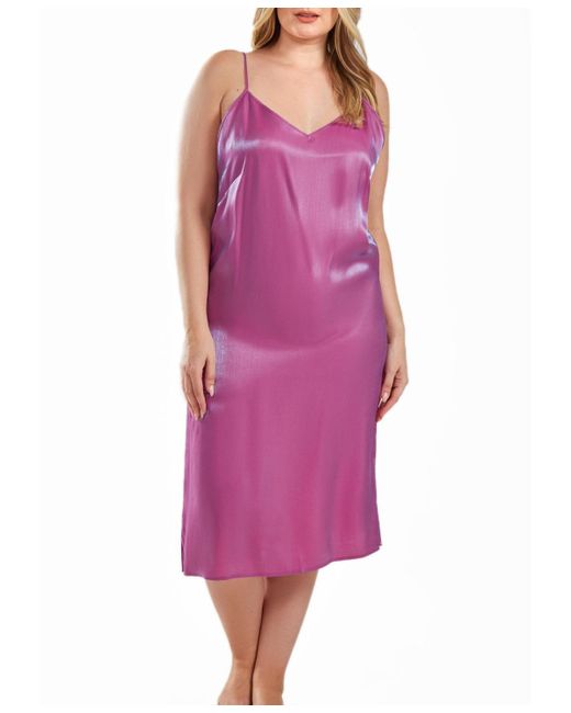 iCollection Purple Skyler Plus Size Irredesant Satin Dress
