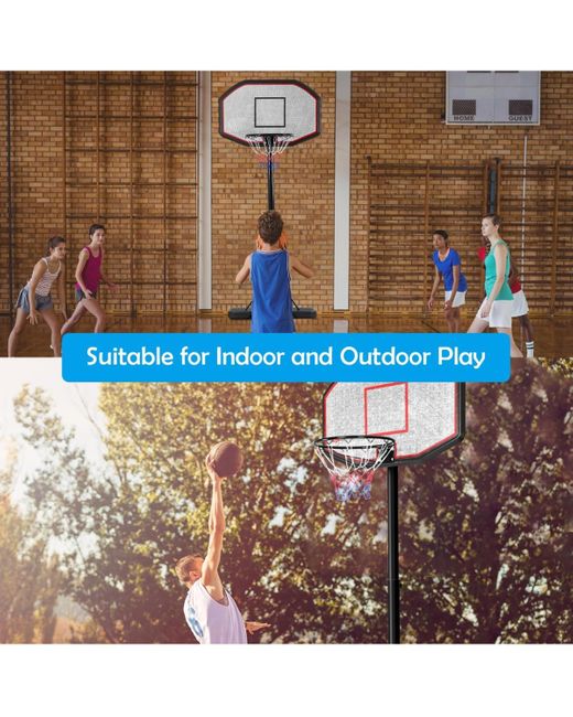 SUGIFT White 43 Inch Indoor Outdoor Height Adjustable Basketball Hoop
