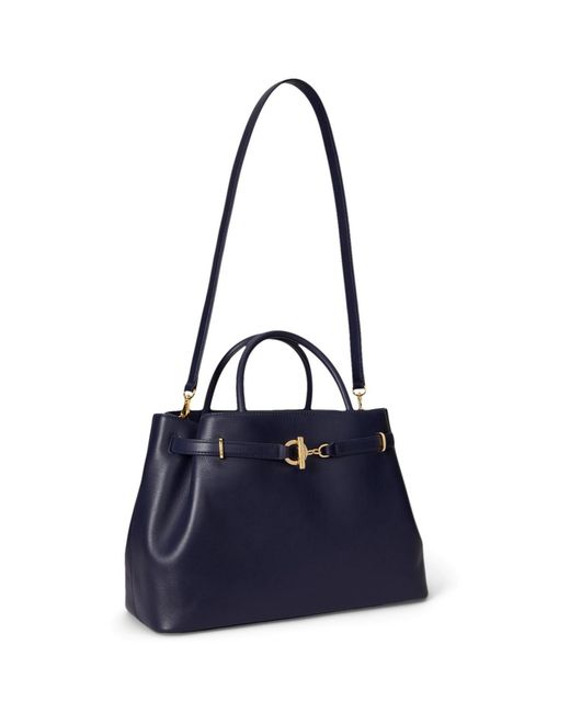 Ralph Lauren Blue Leather Blaike Satchel Bag