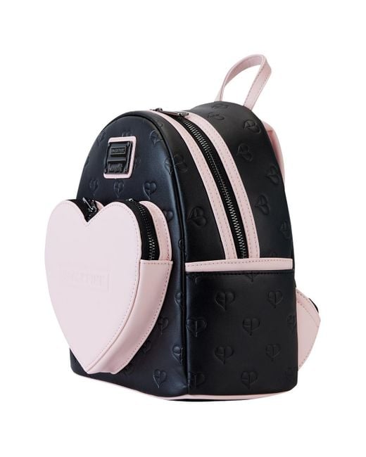 Loungefly Black And Pink Allover Print Heart Mini Backpack