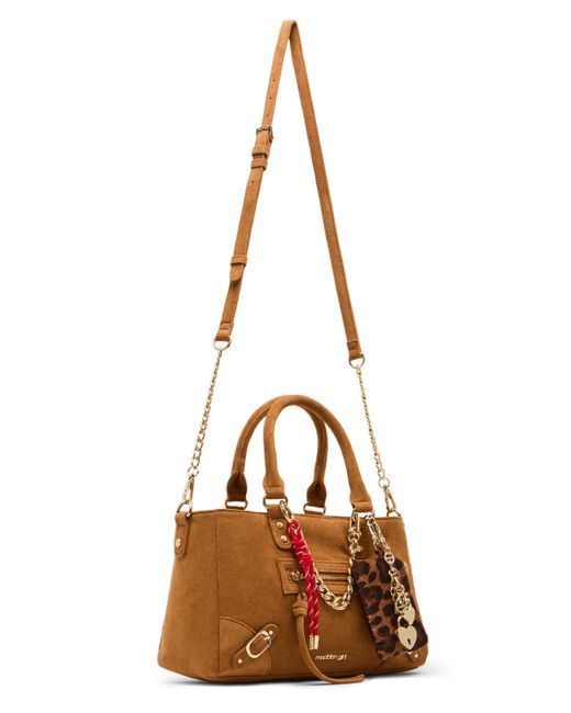 Madden Girl Brown Violett Small Zipper Satchel Bag