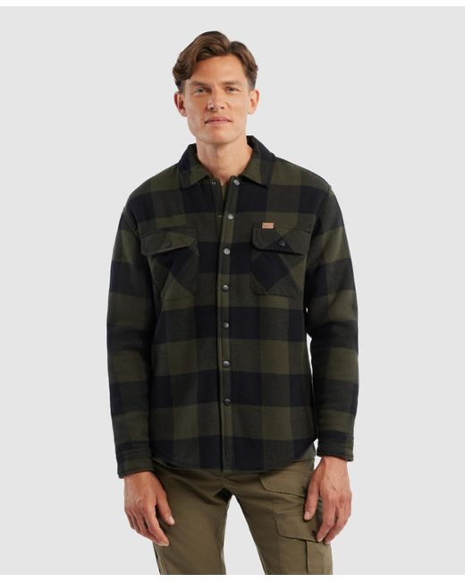 Ecko' Unltd Black Sherpa Lined Buffalo Plaid Flannel Shacket for men