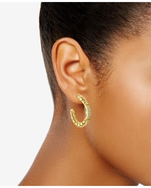 Macy's Metallic Diamond Bar Box Chain J-hoop Earrings (1/4 Ct. T.w.