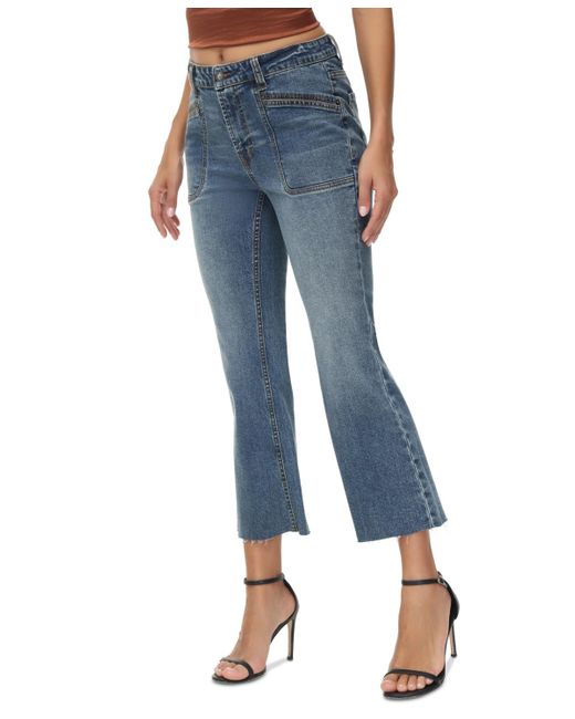 Frye Blue Mid-rise Cropped Boot-cut Jeans