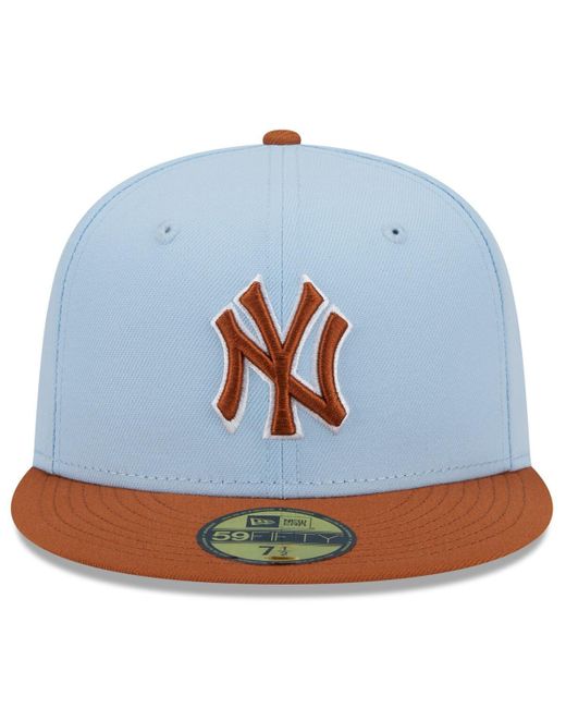 KTZ Blue /brown New York Yankees Spring Color Basic Two-tone 59fifty Fitted Hat for men