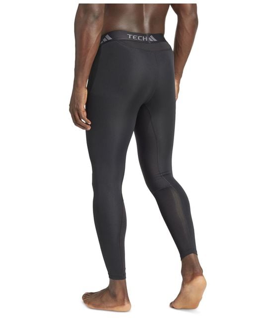 Adidas Black Tech-fit Tf Long Compression Tights for men