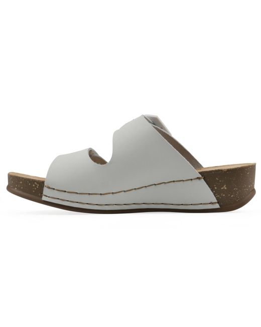 White Mountain Gray Fearful Slip-on Wedge Sandals