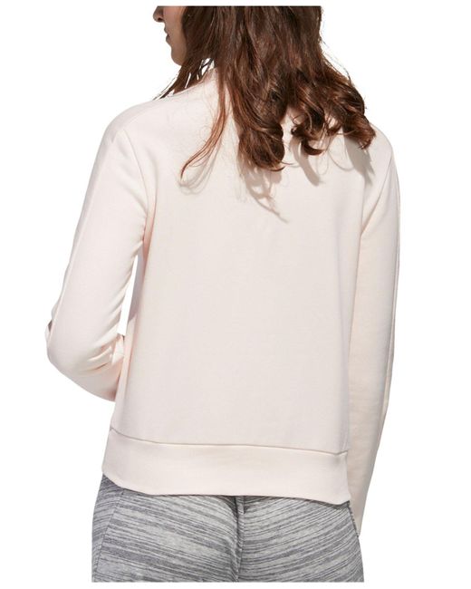 adidas Fleece Essential 3stripe Sweatshirt in Light/Pastel Pink (Pink