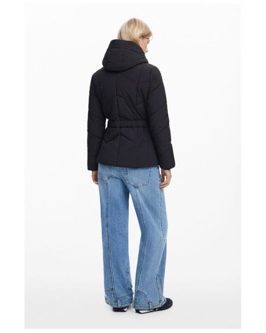 Desigual Blue Belted Padded Jacket