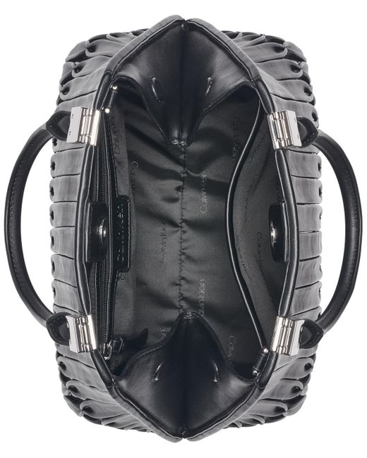 Calvin Klein Black Granite Convertible Pleated Satchel