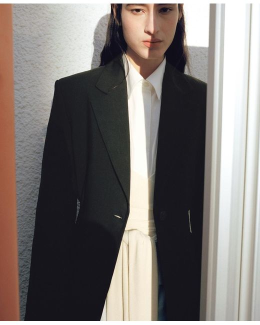 Mango Black Fitted Lyocell Jacket