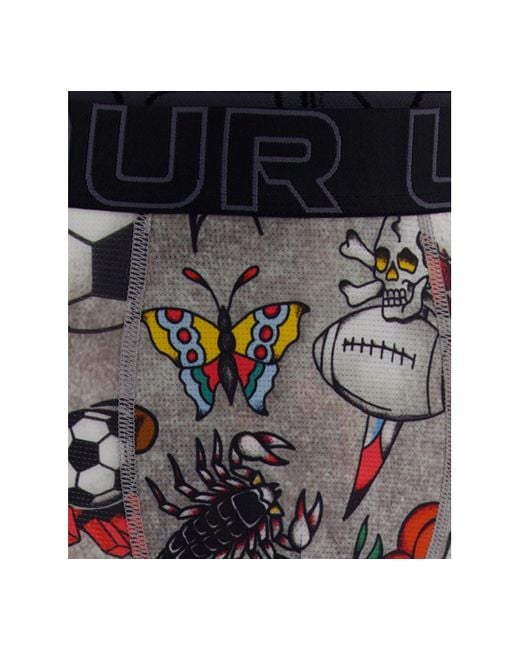 Under Armour Gray Printed Performance Tech Mesh 6" Boxer Briefs for men