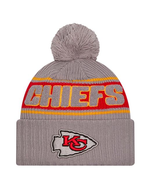 KTZ Gray Kansas City Chiefs 2024 Sideline Sport Cuffed Knit Hat for men