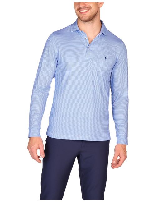 Tailorbyrd Blue Gameplay Long-sleeve Performance Polo for men