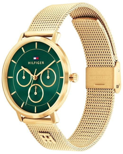Tommy Hilfiger Metallic Multifunction Tone Stainless Steel Mesh Bracelet Watch