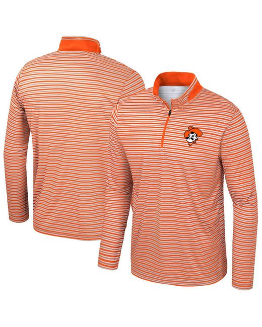 Colosseum Athletics Orange Oklahoma State Cowboys Striped Quarter-zip Top for men