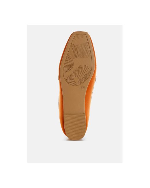 LONDON RAG Orange Lumina Penny Strap Studded Loafers