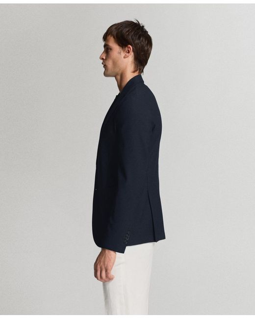Mango Blue Pockets Slim-fit Blazer for men