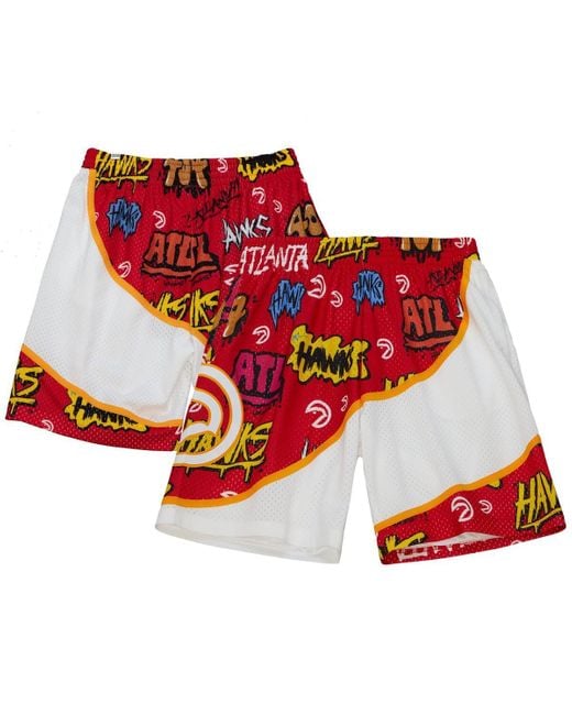 Mitchell & Ness Red Atlanta Hawks 1998-99 Hardwood Classics Slap Sticker Swingman Shorts for men