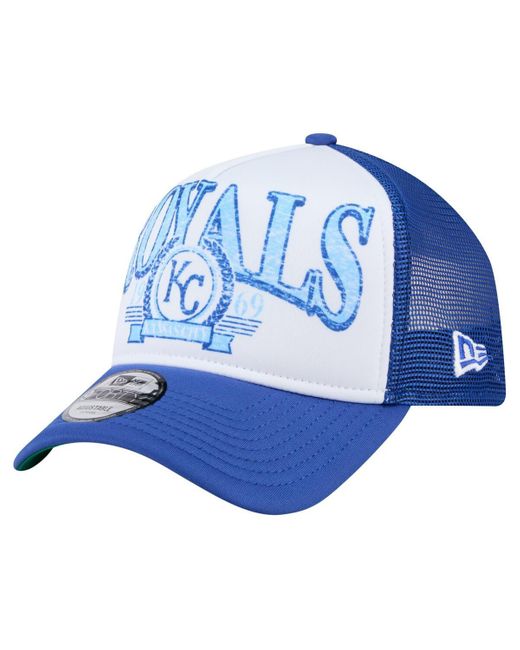 KTZ Blue Kansas City S Distressed 9forty A-frame Adjustable Trucker Hat for men