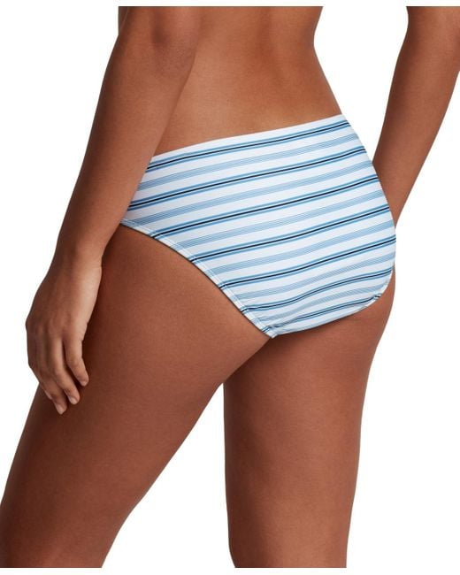 Lauren by Ralph Lauren Blue Striped O-ring Bikini Bottoms
