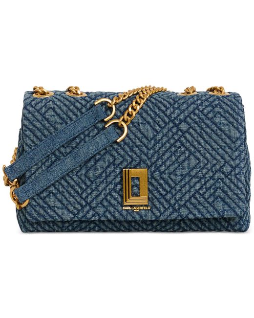 Karl Lagerfeld Blue Lafayette Small Denim Shoulder Bag