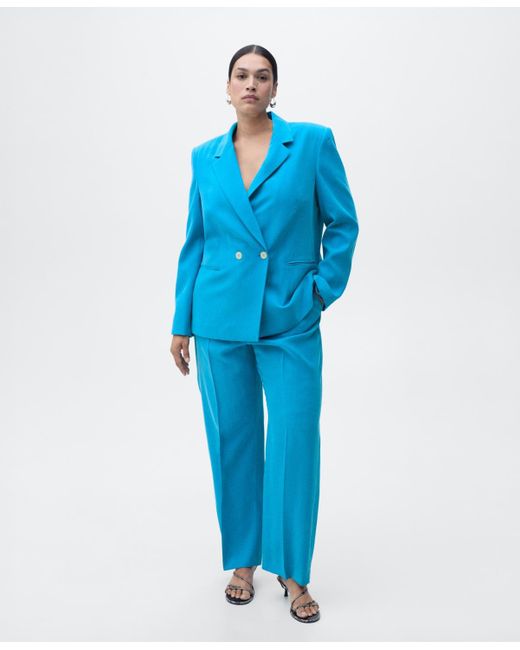 Mango Blue Straight-fit Suit Jacket