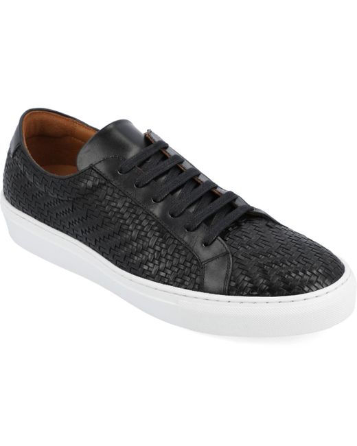 Taft Black Woven Handcrafted Leather Low Top Lace-up Sneaker for men