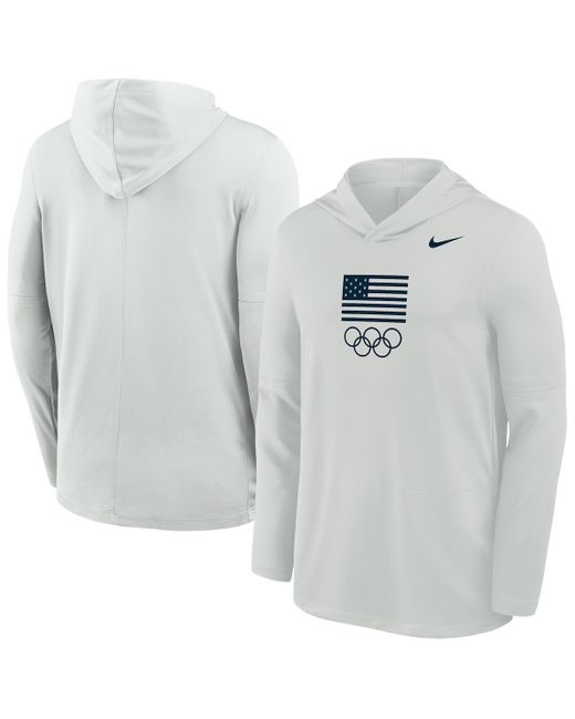 Nike Men's Gray Lightweight Dri-fit Long Sleeve Hoodie T-shirt
