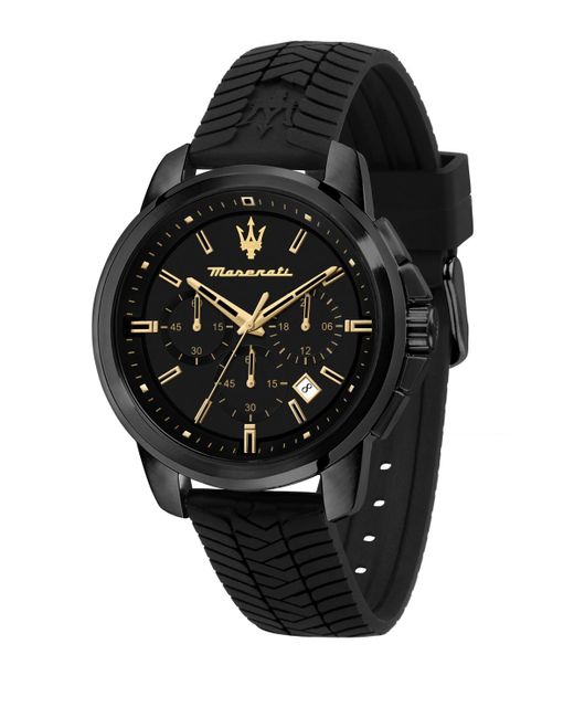 Maserati Black Chronograph Silicone Watch for men