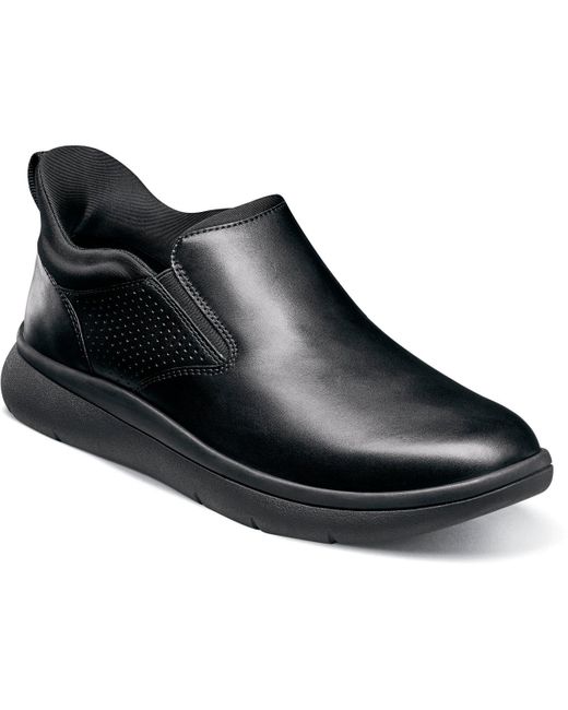 Florsheim Black Fleet Plain Toe Slip On Sneaker for men