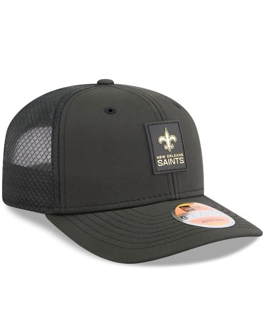 KTZ Black New Orleans Saints 2025 Sideline 9seventy Trucker Adjustable Hat for men