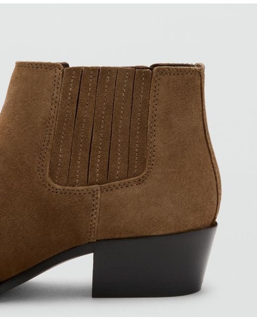 Mango White Suede Block-heel Boots