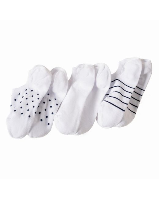Lands' End White 3-pack Cotton Patterned Sneaker Liners