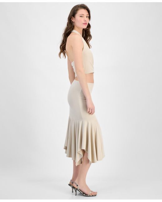 Guess Natural Kenzie Pull-on Flounce Midi Skirt