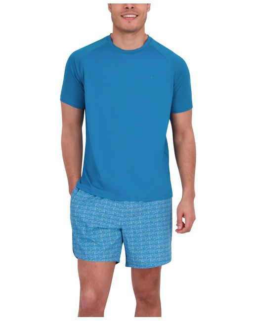 Spyder Blue Short Sleeve Waffle-knit Crewneck Swim Shirt for men