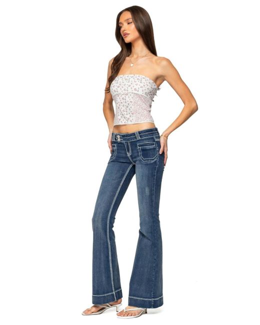 Edikted White Mixed Floral Pointelle Tube Top