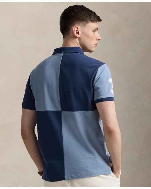 Polo Ralph Lauren Blue Custom Slim Fit Big Pony Mesh Polo Shirt for men