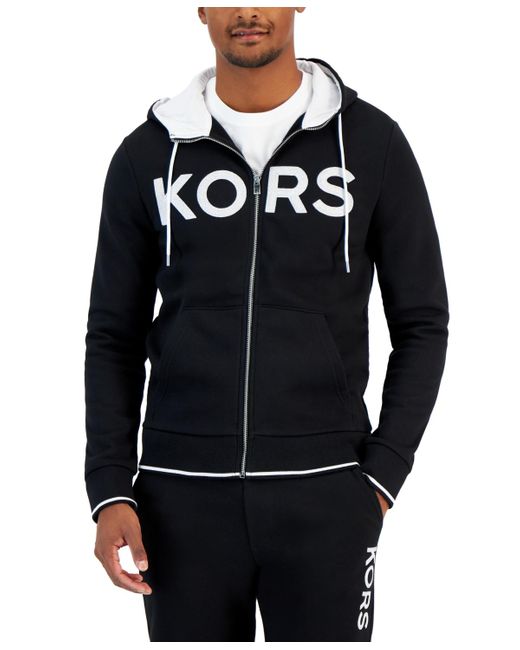 Michael Kors Blue Zip-front Fleece Logo Hoodie for men