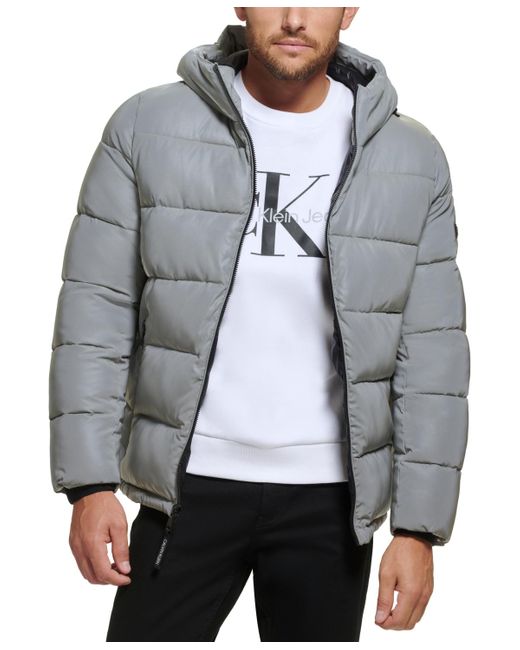 Calvin Klein Multicolor High Shine Hooded Puffer Jacket for men