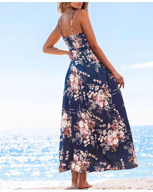 CUPSHE Blue Out And About Floral Maxi Beach Dress