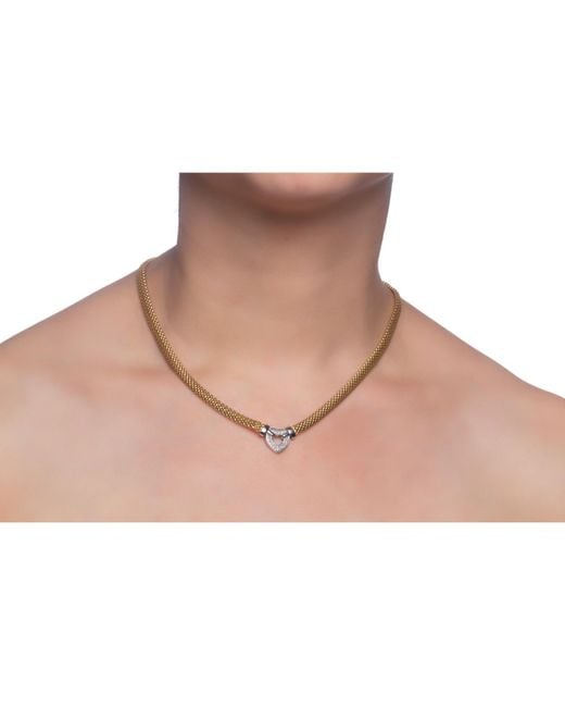 Macy's Metallic Diamond Heart Necklace