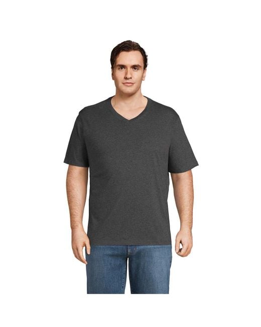 Lands' End Big & Tall Supert Short Sleeve Vneck Tshirt in Gray for