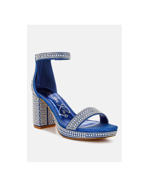 LONDON RAG Blue Mejuri Rhinestones And Pearl Embellished Sandals