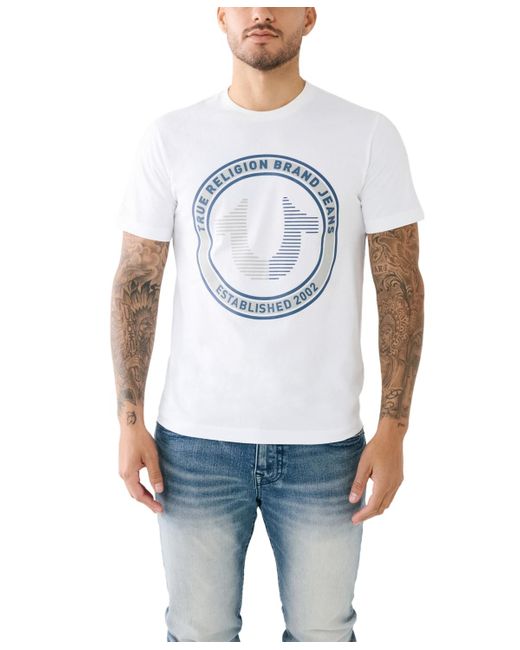 True Religion White Short Sleeve Strike Horseshoe T-shirt for men